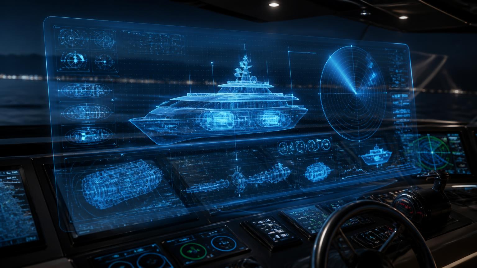 Vessel systems visualised on a yacht bridge interface